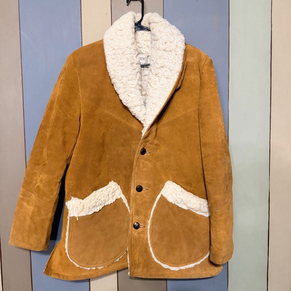 Vintage 1960s Jo O Kay Suede Leather Sherpa Lined Western Rancher Jacket 38 - Picture 2 of 14